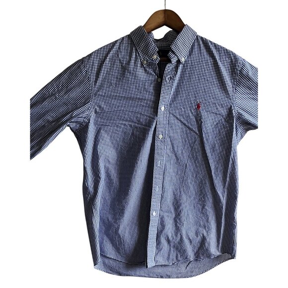 Ralph Lauren Mens Button-Down Shirt Size M Blue Gingham Cotton Long Sleeve - Picture 1 of 5